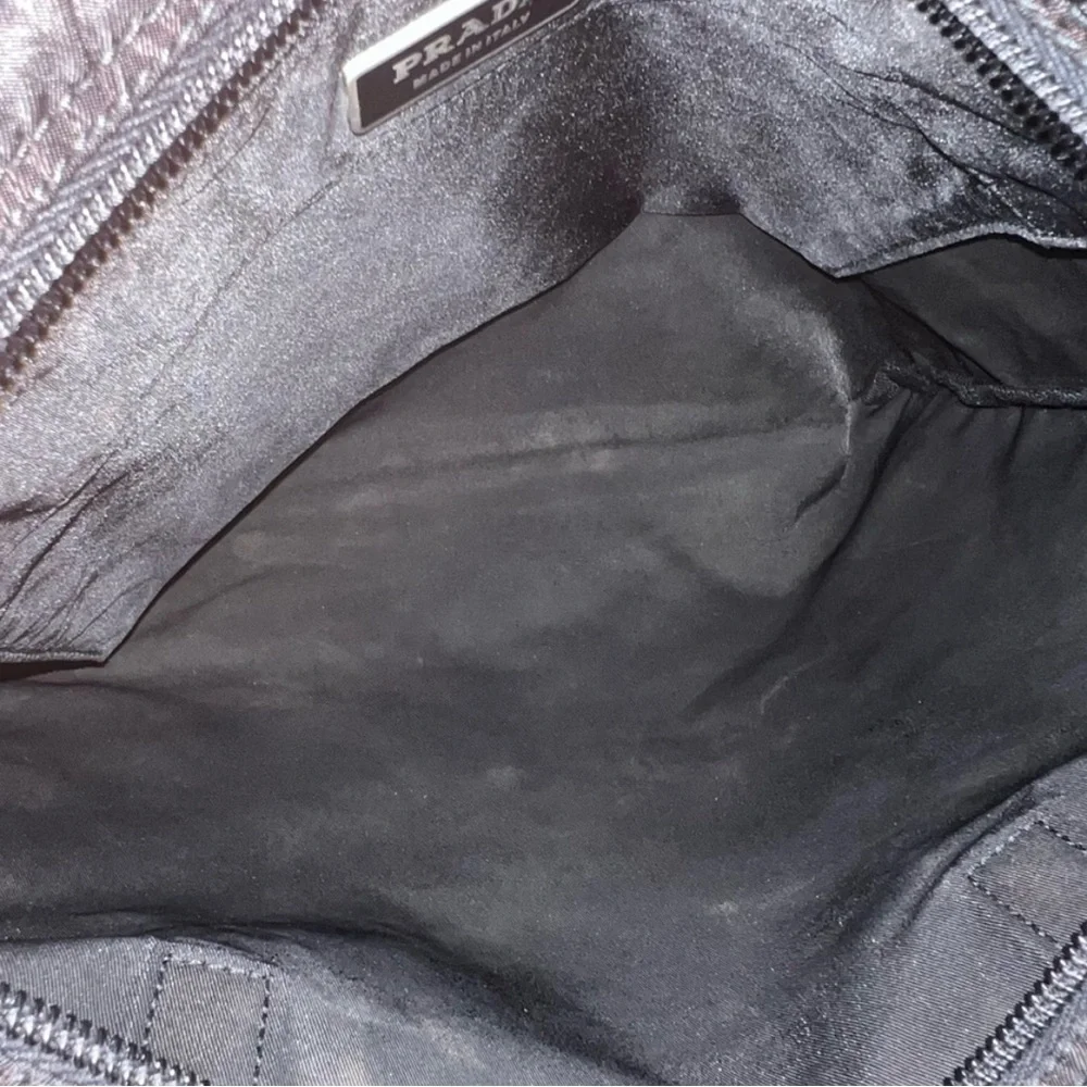PRADA Nylon Shoulder Bag / Black & Silver VINTAGE - Picture 10 of 12